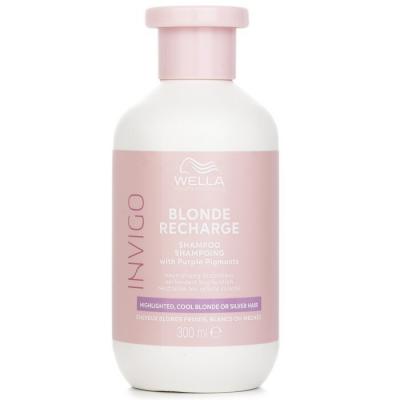 Wella Invigo Blonde Recharge Shampoo With Purple Pigments Highlighted, Cool Blonde Or Silver Hair 300ml