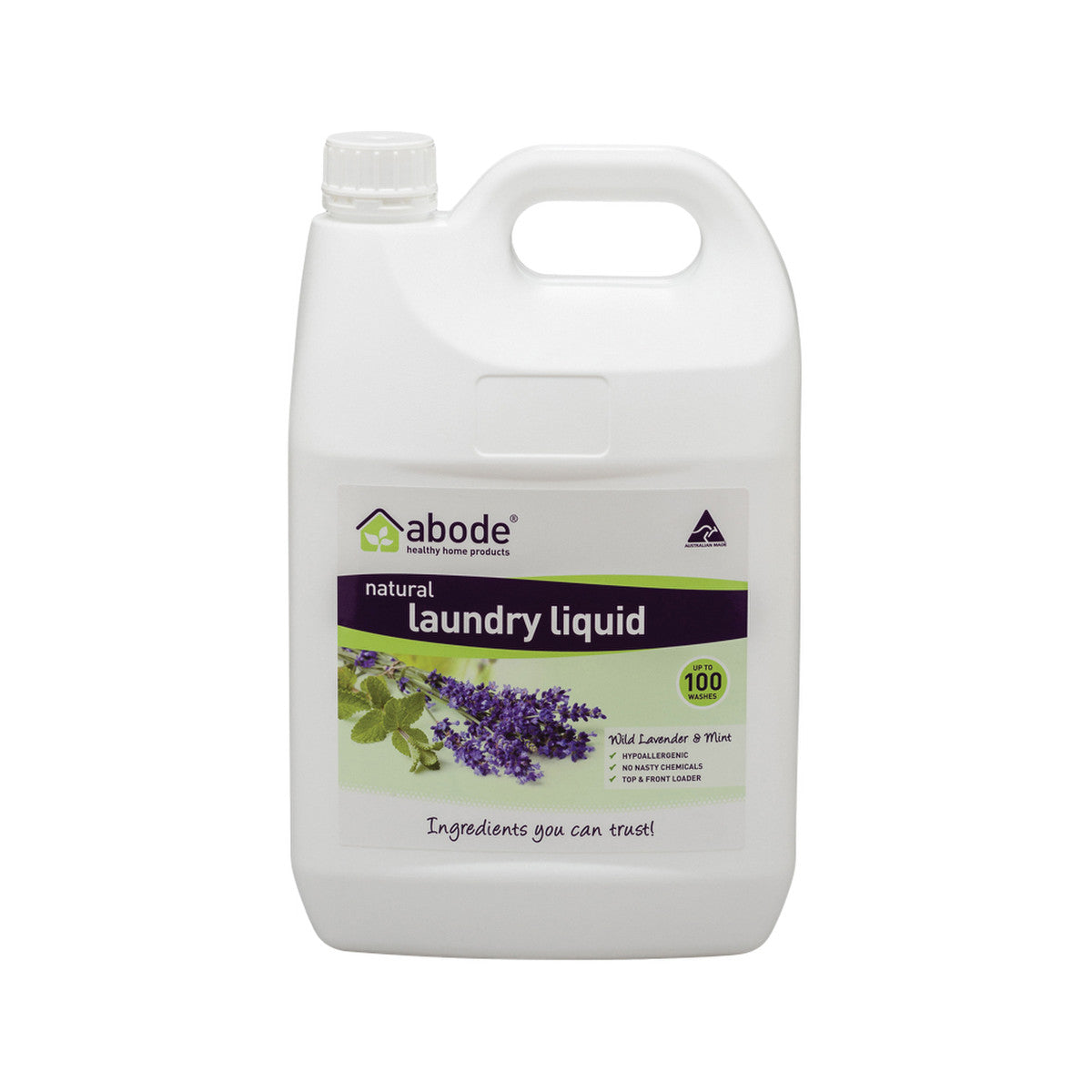 Abode Laundry Liquid (front Top) Lavender Mint 4l