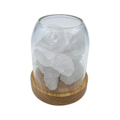 Amrita Court Diffuser Aurora Wood Base W Light Clear Quartz