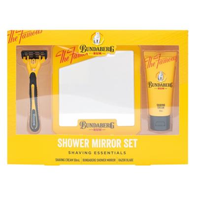 Bundaberg Rum Shaver Set With Tin Case - Embossed Tin Shaving Cream Pre Shave Scrub Shave Balm Safety Razor 2pc Shaving Brush Belly Bank Packaging 100ml