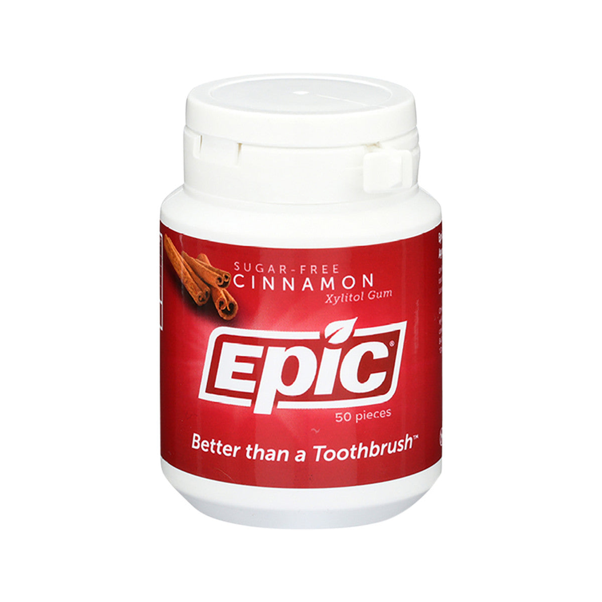 Epic Xylitol (sugar-free) Gum Cinnamon 50 Piece Tub
