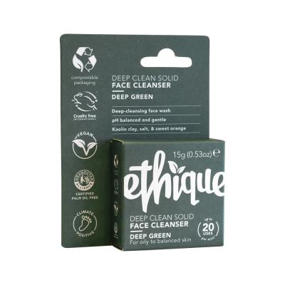Ethique Bar Face Cleanser Deep Clean Solid Deep Green (for Oily To Balanced) 15g Sell Through