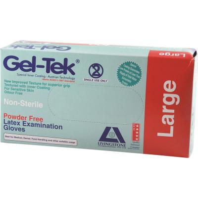 Gel Tek Latex Gloves Powder Free Large X 100 Pack