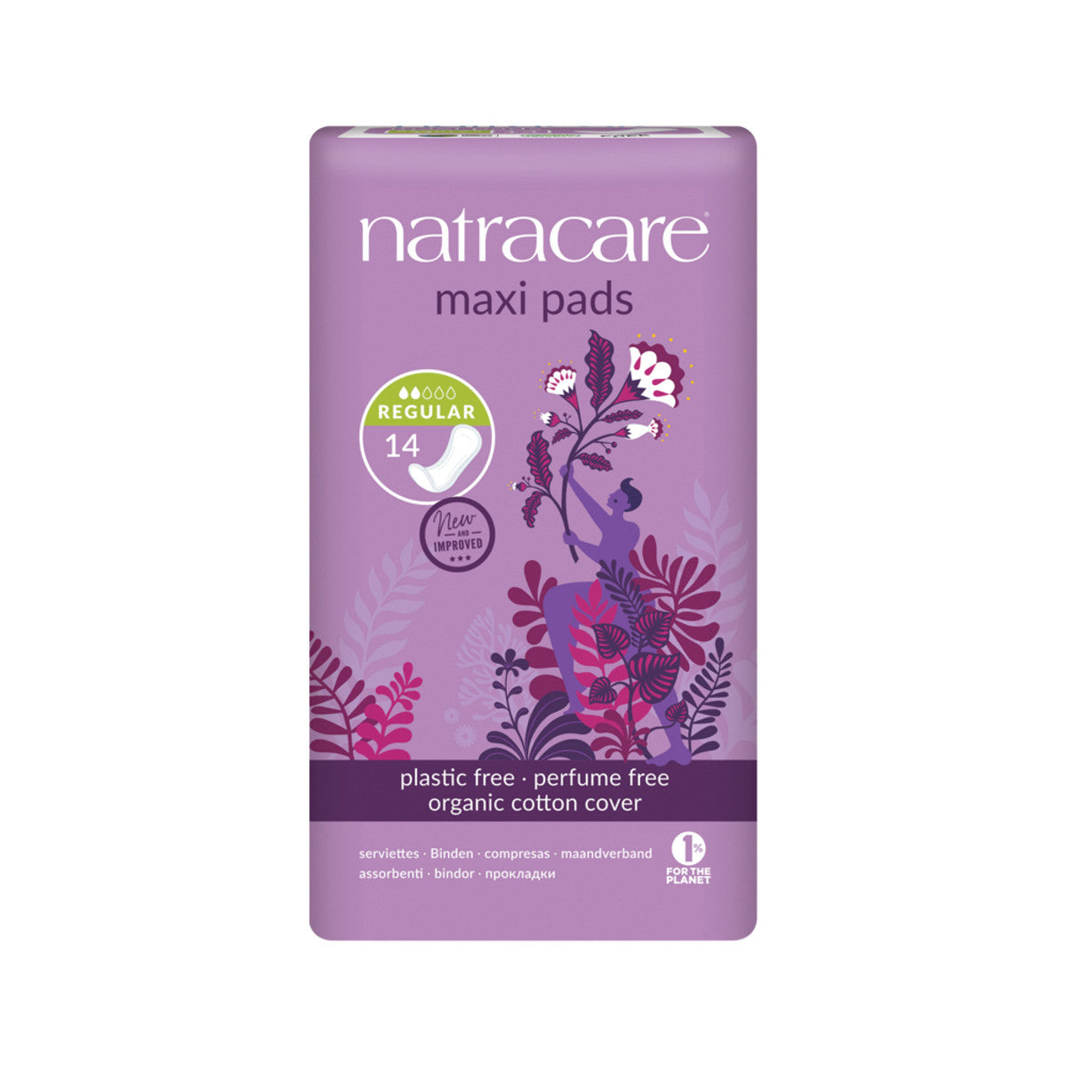 Natracare Maxi Pads Regular With Organic Cotton Cover X 14 Pack
