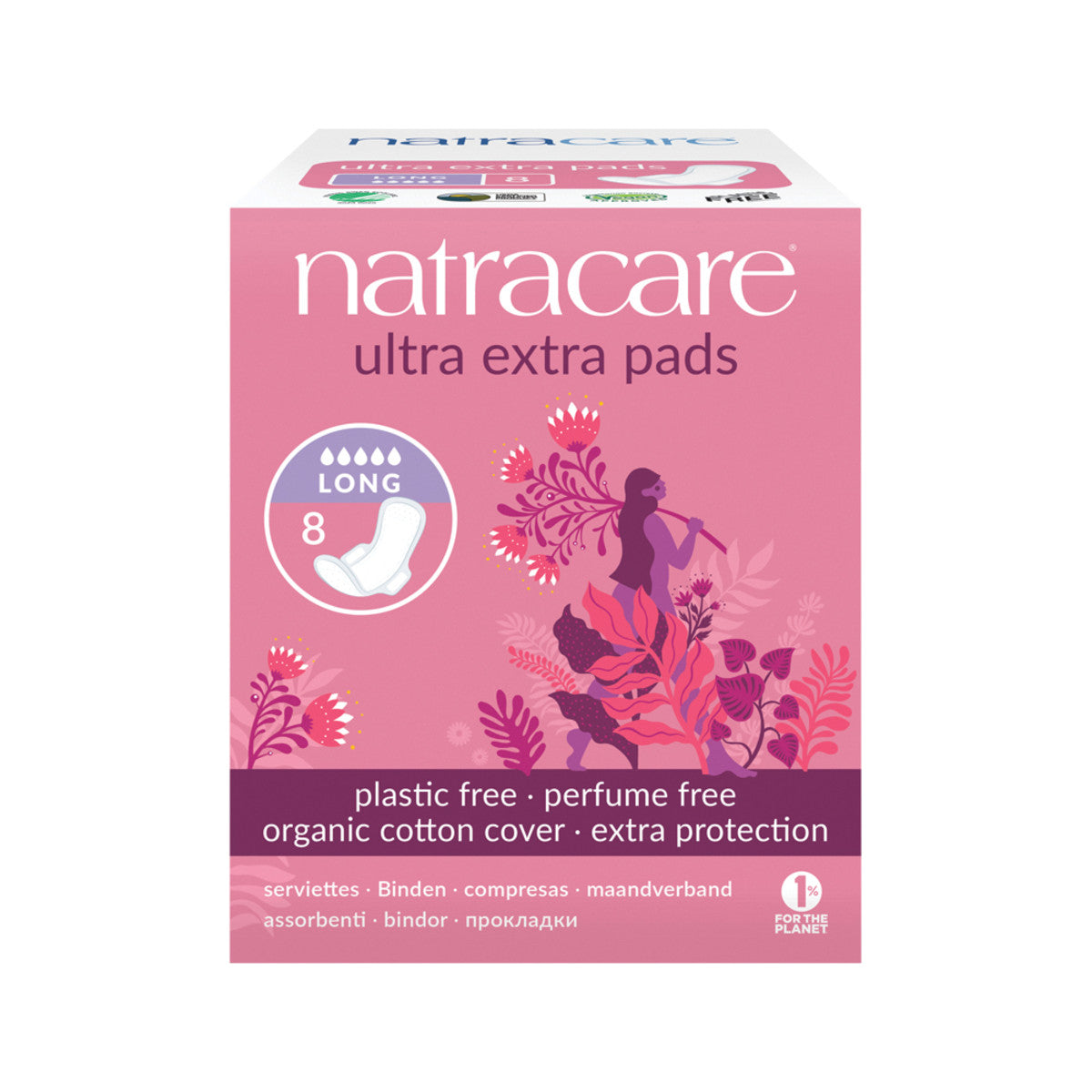 Natracare Pads Org Cotton Cover Ultra Extra Long X 8 Pk