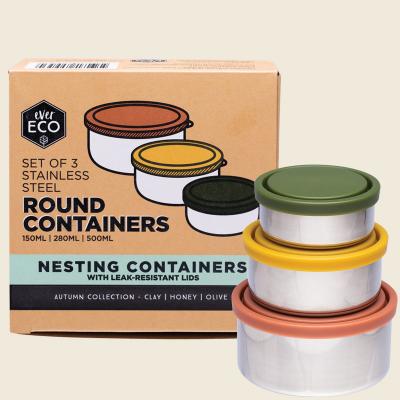 Stainless Steel Round Nesting Containers Autumn 3pk