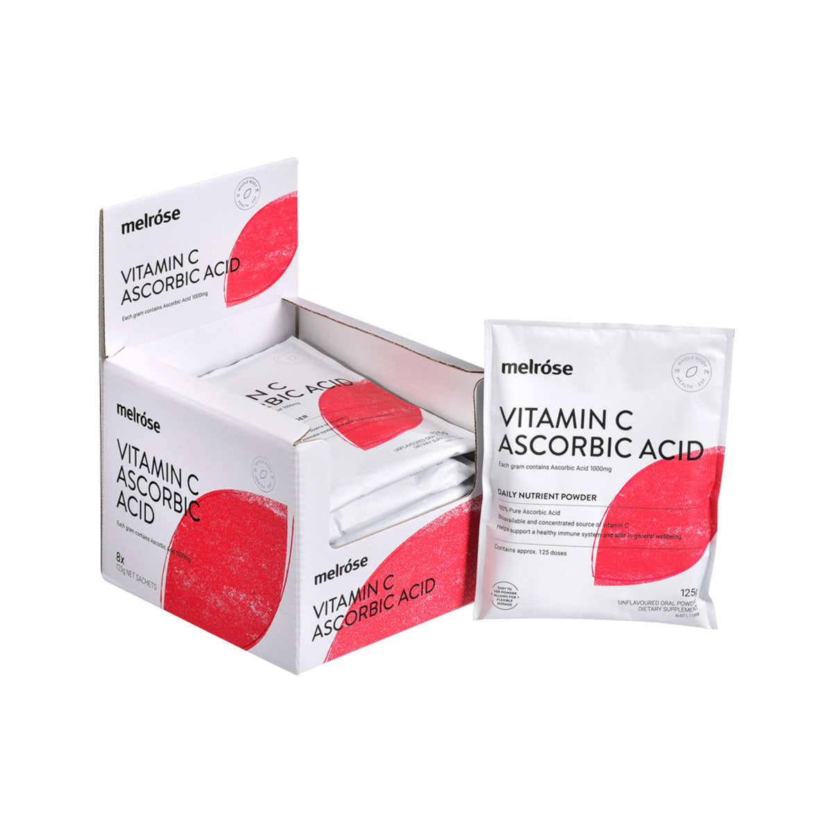 Melrose Vitamin C Ascorbic Acid Oral Powder Sachet 125g X 8 Display
