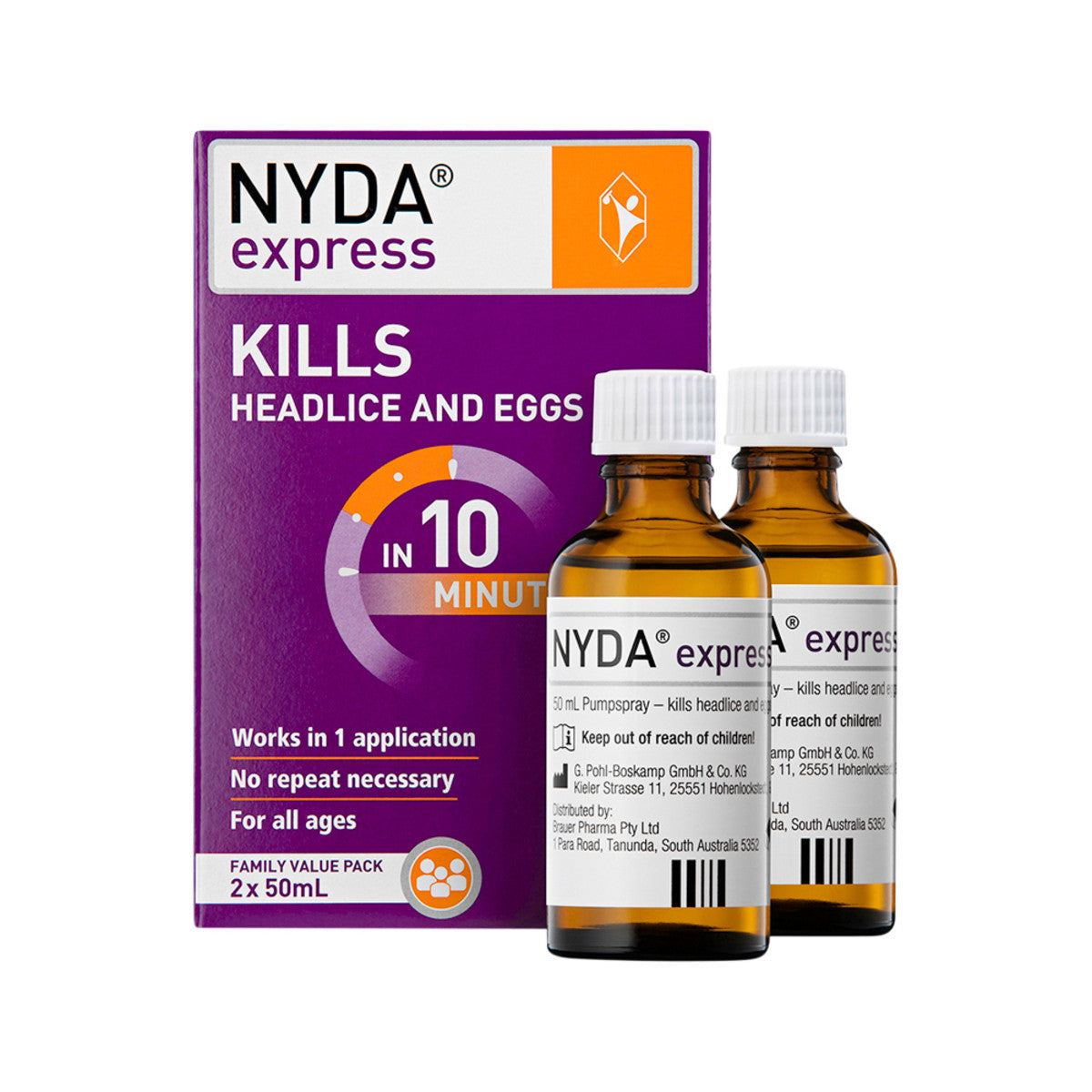 Brauer Nyda Express (kills Headlice And Eggs) 50ml X 2 Pack