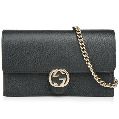Gucci Icon GG Interlocking Wallet On Chain  Black Crossbody Bag 615523 Black