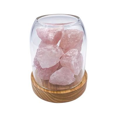 Amrita Court Diffuser Aurora Wood Base W Light Rose Quartz