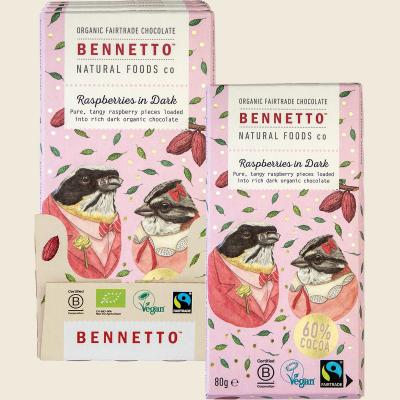 Organic Dark Chocolate Raspberries In Dark 12x80g