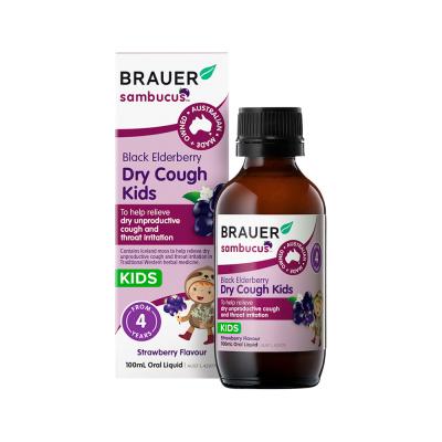 Brauer Sambucus Blk Elderberry Kids Dry Cough Strawb 100ml