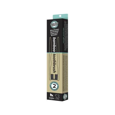 Essenzza Fuss Free Toothbrush Bamboo Activ Charcoal Med 2pk