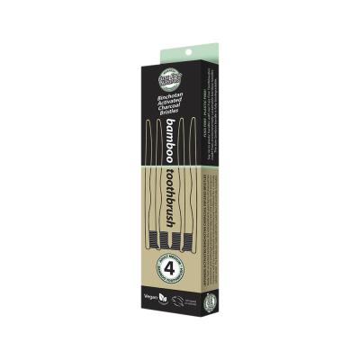 Essenzza Fuss Free Toothbrush Bamboo Activ Charcoal Med 4pk