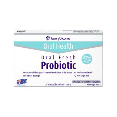 H.blooms Oral Health Fresh Probiotic Chew P'mint X 30 Pk