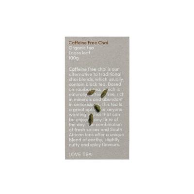 Love Tea Organic Caffeine Free Chai Tea Loose Leaf 100g