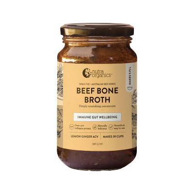 Nutra Organics Bone Broth Beef Concentrate Lemon Ginger ACV 390g