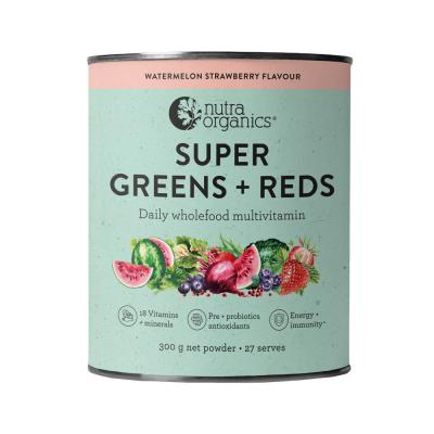 Nutra Org Org Super Greens + Reds Watermelon Strawb 300g