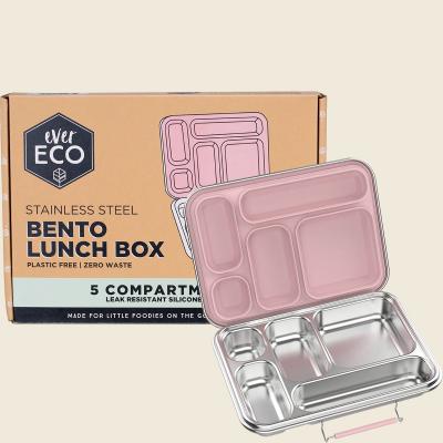 Stainless Steel 5 Compartment Bento Lunch Box Sorbet 1pc