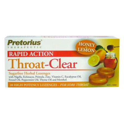 Pretorius Throat Clear Lozeng Honey Lemon 20pk