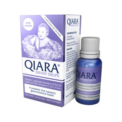 4-24 months: Six drops (0.2ml) once daily. Newborn to 3 months: Half dose (3 drops). 6 drop dose gives a full daily dose equivalent to one sachet of Qiara Infant powder for bubs 4-24 months.