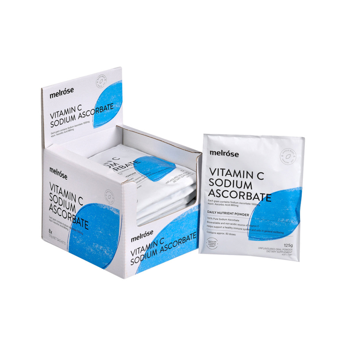 Melrose Vitamin C Sodium Ascorbate Oral Powder Sachet 125g X 8 Display
